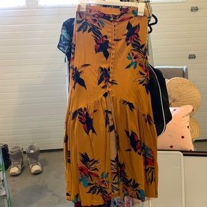 Boho flower button down skirt